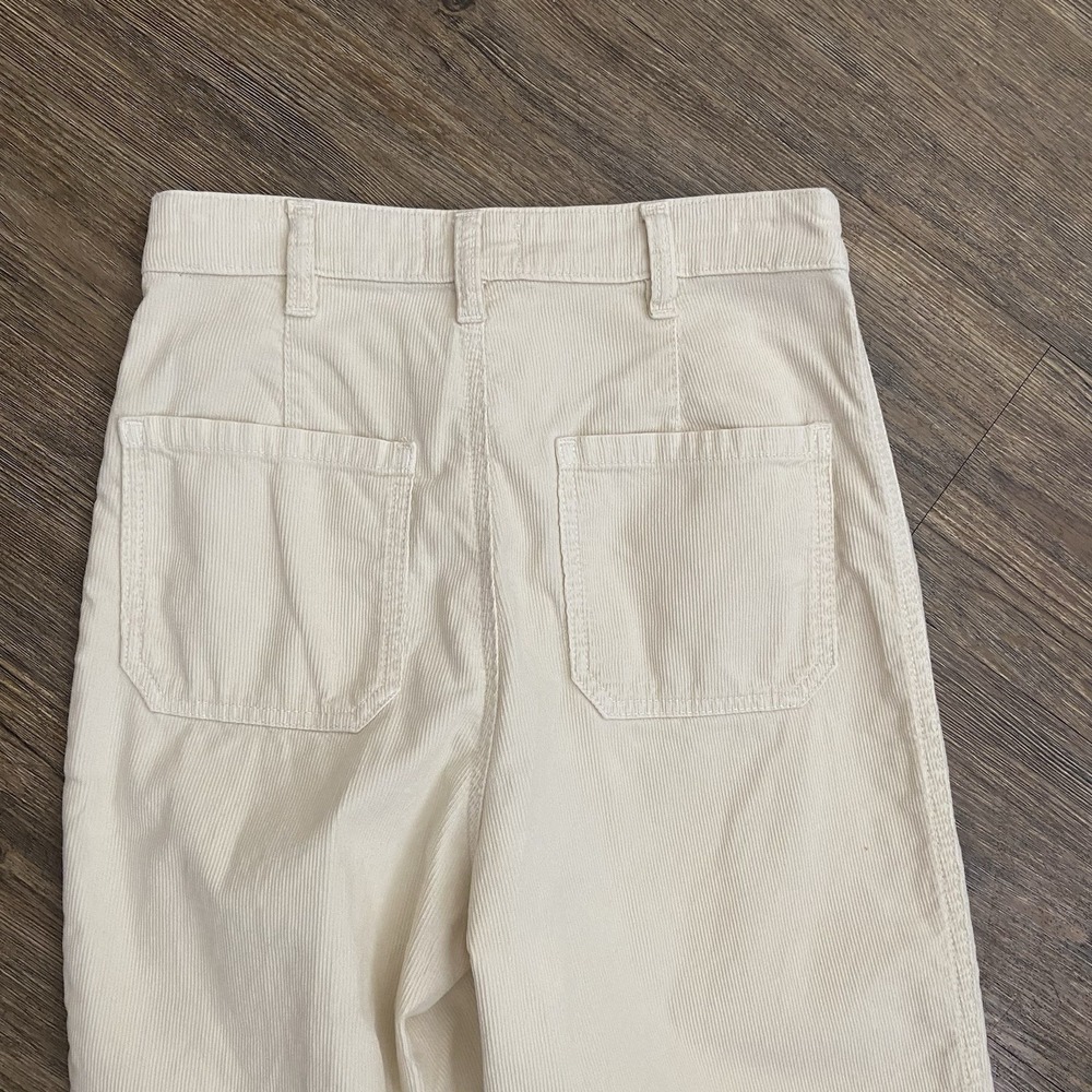 Marine Layer Bridget Corduroy Straight Leg Crop Pant Ivory Beige Woman's 8 EUC - Picture 6 of 7